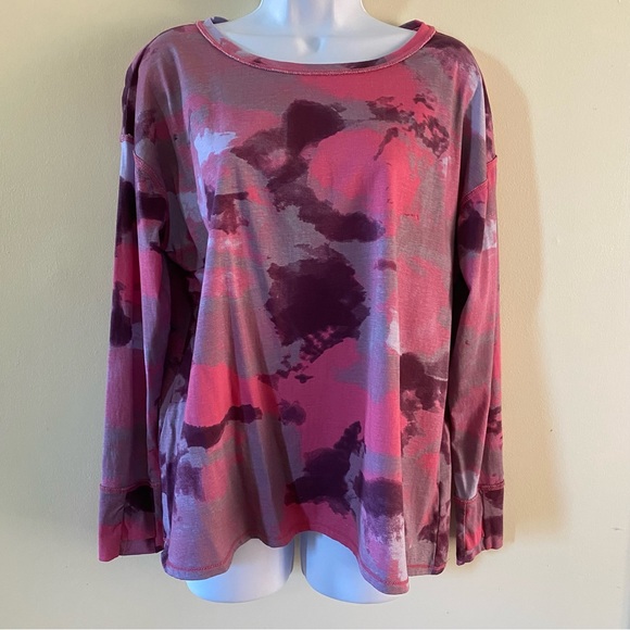 Seed to Style Women Purple & Pink Long Sleeve 100% Organic Cotton Blouse Size L - Picture 1 of 10